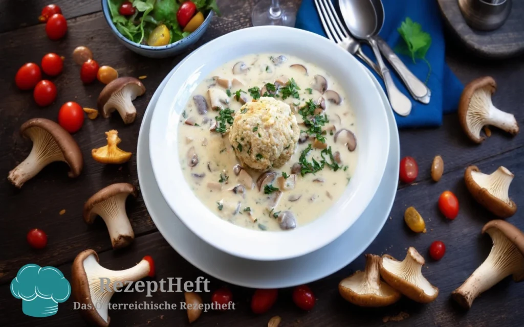 Rahmschwammerl mit Semmelknödel und frischer Petersilie