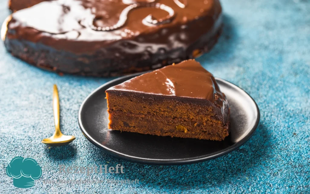 Klassische Sachertorte mit Marillenmarmelade und Schokoladenglasur